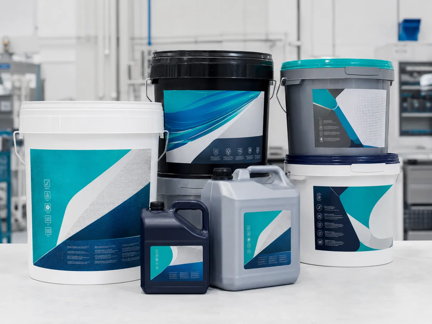 Etiquetas IML para cubos de pintura y productos industriales