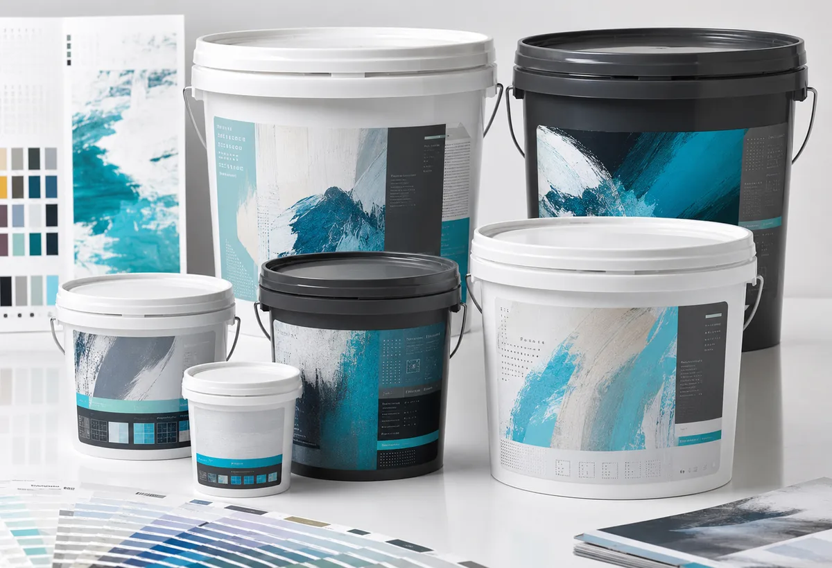 Etiquetas IML para cubos de pintura y productos industriales
